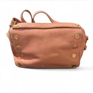 Elegant Pink Shoulder Bag with Gold Accents